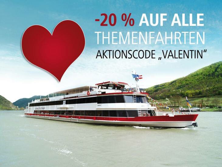 Nur heute und für alle Verliebten ;-). -20% auf alle Themenfahrten. https:\\shop.ddsg-blue-danube.at #HappyVDay