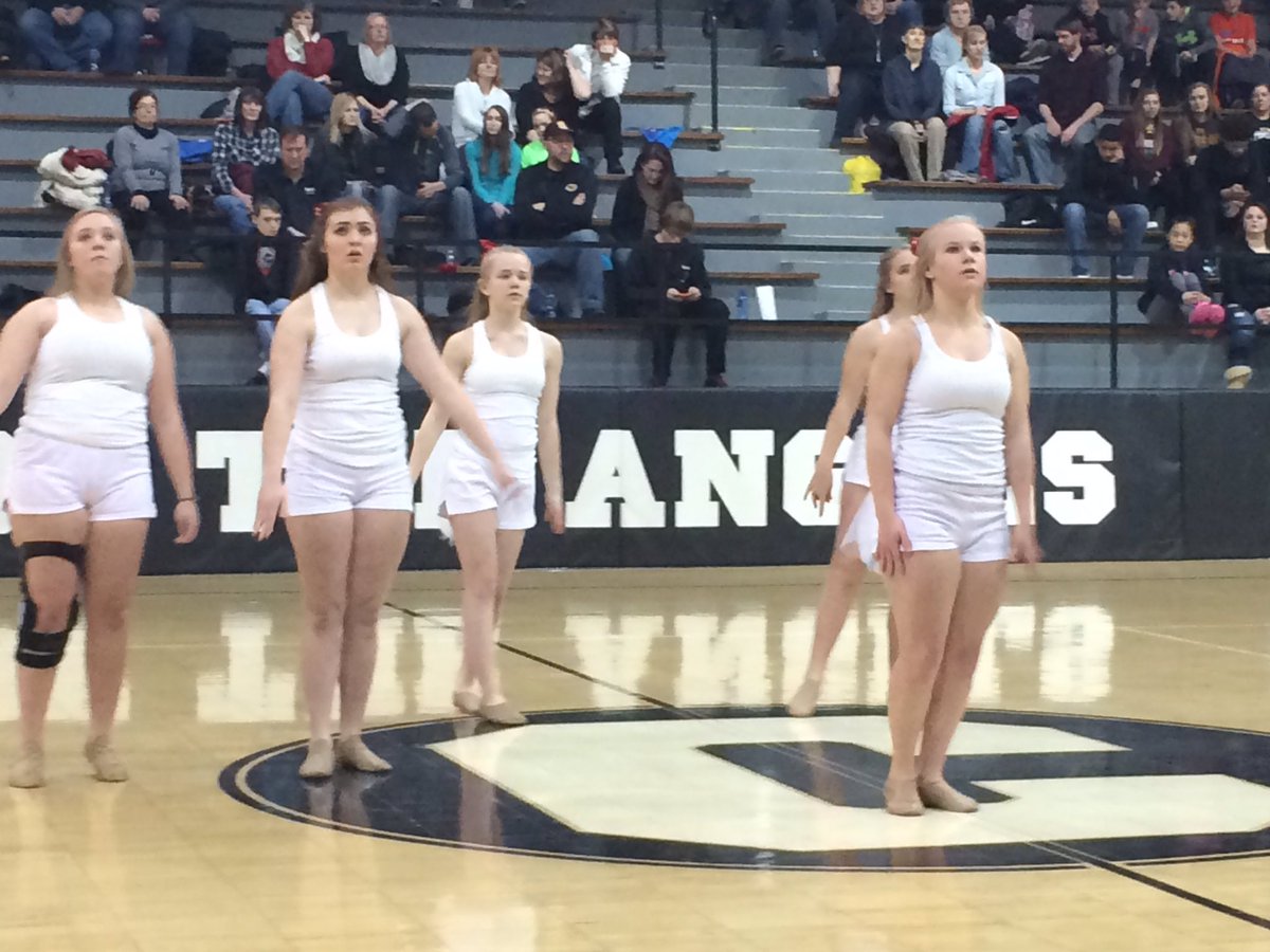 Angels lead Shoreland 28-15 at halftime as we are entertained by the St Cats award winning dance team!