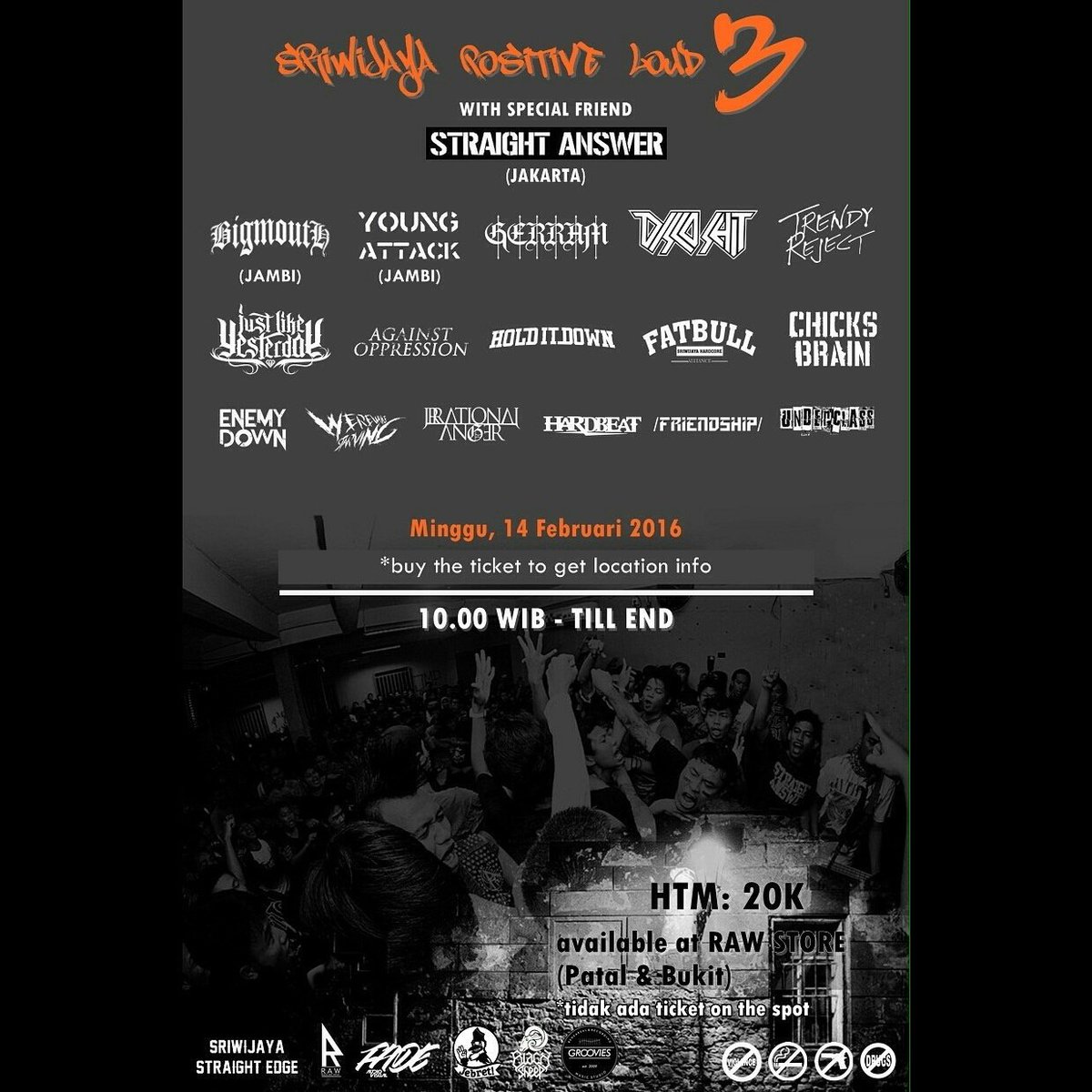 Jangan lupa hari ini ada gig #SriwijayaPositiveLoud3