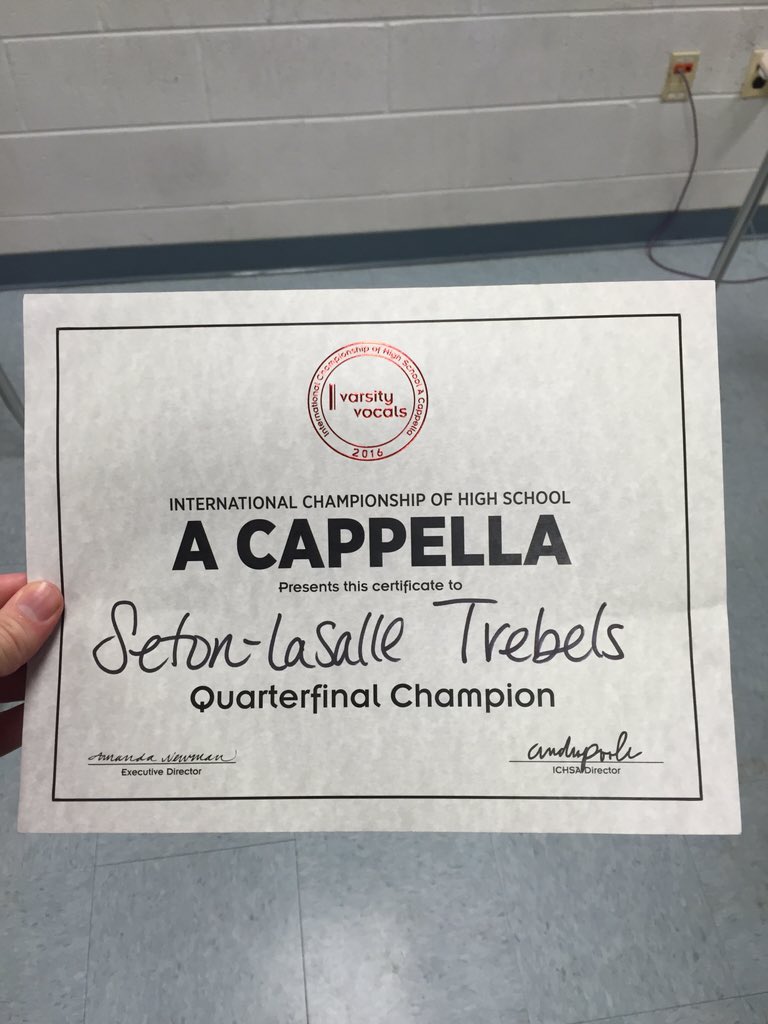 slstrebels's tweet photo. Thank you @varsityvocals !!! We are so proud to be a Mid-Atlantic Quarterfinalist!! Thank you for the first place! https://t.co/gIzp4Yeknf
