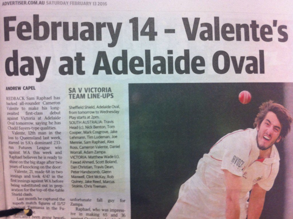 Nice timing Cam Valente. Congrats on the <a href="/WestEndRedbacks/">Tom Judd</a> debut. Well deserved.