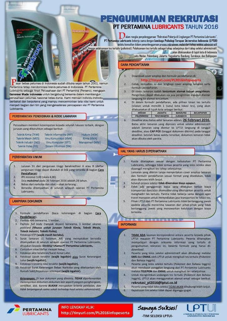 Lowongan kerja Pertamina. Segera apply. Semoga sukses