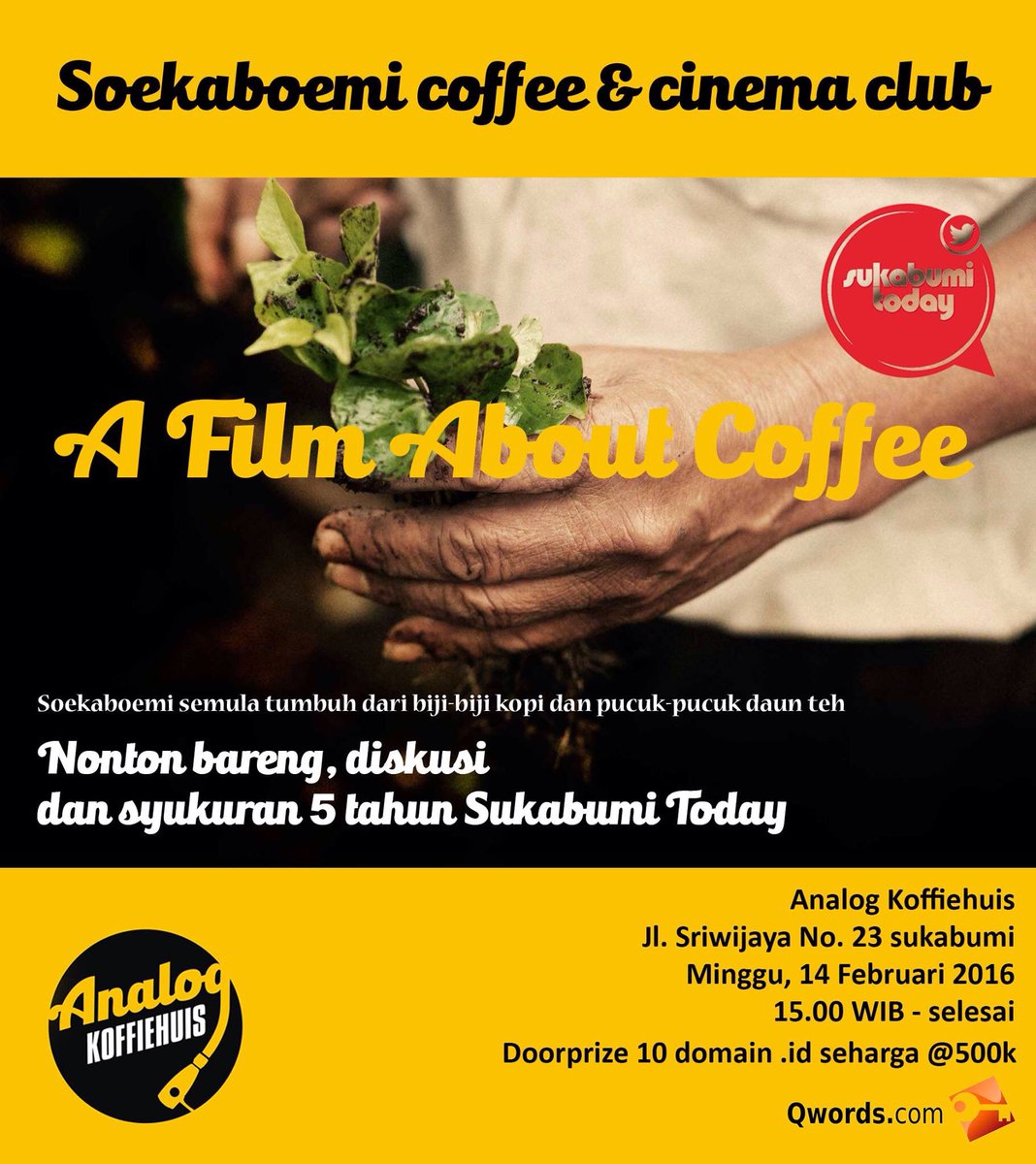 SoeCCinema's tweet photo. Menghidupkan lagi @SoeCCinema , Sukabumi Coffee &amp; Cinema Club.

Bareng milad 5th @SukabumiToday .

Mari merapat... https://t.co/XJRHQGXHBW