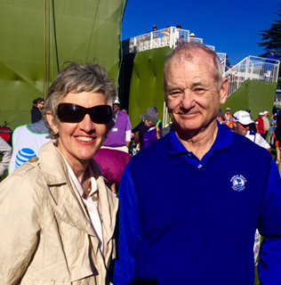The_Henebrys's tweet photo. Jeannine with fellow Chicagoan Bill Murray this afternoon on the 18th @attproam @PebbleBeachGolf #BillMurray https://t.co/bLYYOkBotL