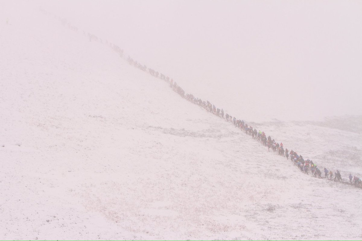 inov_8's tweet photo. Now this is a race photo! 500 runners enter the winter abyss at #Carnethy5 Hill Race yesterday. 📷: Matthew Curry https://t.co/igv19Obg8S