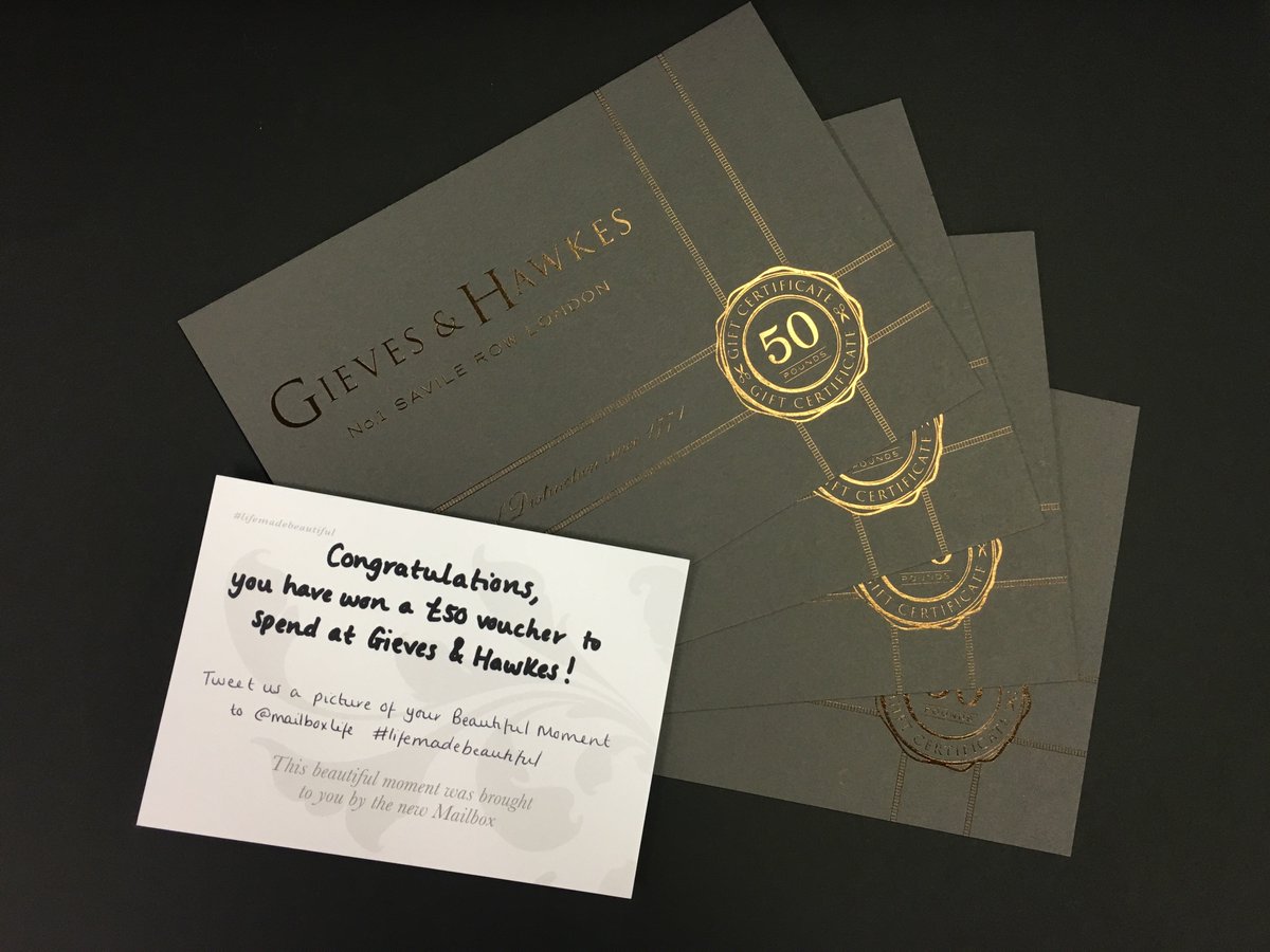 Mailboxlife's tweet photo. Will you be a lucky recipient? We're giving away 2 more @GievesLondon vouchers to visitors today! #LifeMadeBeautiful https://t.co/wohQ2STQVK