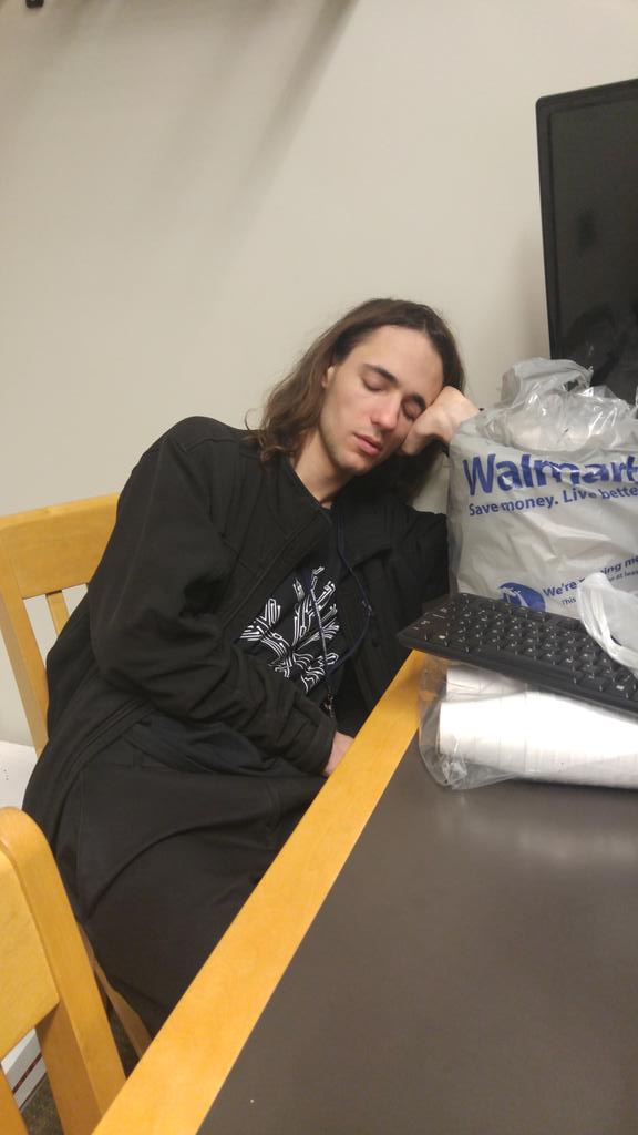 wwhack2016's tweet photo. Crash Cam! The infamous Nat actually sleeps! Legend broken! #wwhack https://t.co/vjuNuauHvI
