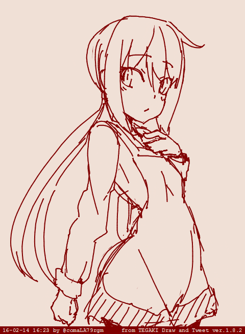 tegakiテストエプロン皐月ちゃん。5分 #tegaki_dt 