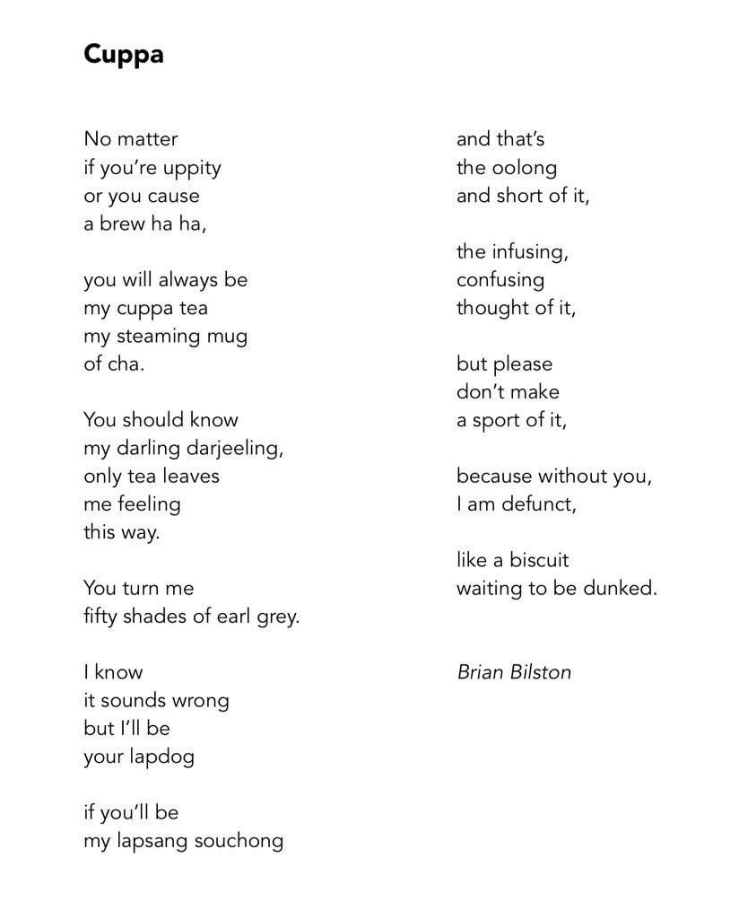 Brian Bilston A Sunday Morning Cup Of Tea In Bed Kind Of A Valentine S Poem X T Co Ojjh2pkaqd