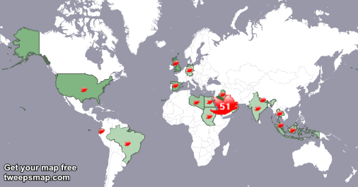 حسب tweepsmap.com/!mans_321 حوالي51% من متابعيني يعيشون في السعوديه وبريطانيا(8%),الولايات المتحده(5%)