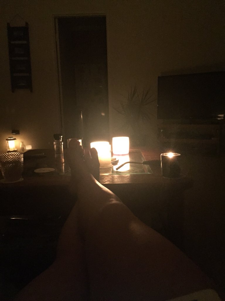sugarsprout's tweet photo. Feet up and candles on, Happy Valentine's/power cut #manly #power #powercut #ausgrid #candles https://t.co/lXHaHy5UOS