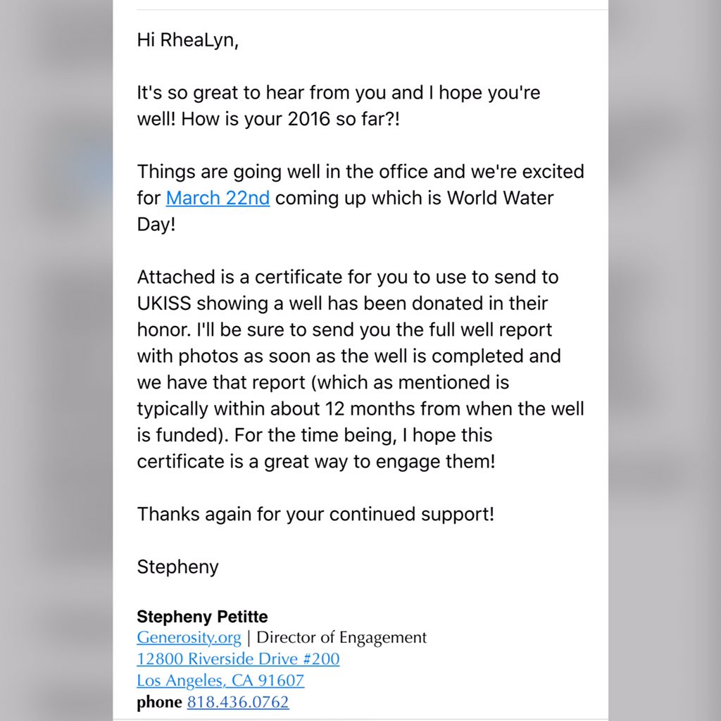 UKISSWater's tweet photo. [Update] Email from the Director of Engagement for @generosityorg. Thank you again to everyone who supported. https://t.co/Cd2vTZJpl2