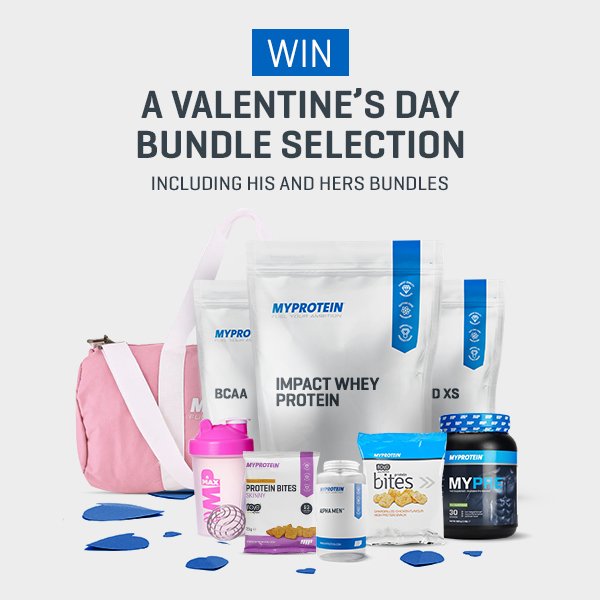 Myprotein's tweet photo. Happy Valentine's Day!! 💕 To celebrate we are giving away a his &amp; hers bundle! Follow &amp; RT to win, ends 5pm today! https://t.co/VGarBvaKBz