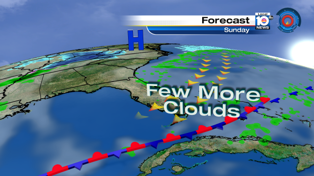 BREEZY SUNDAY - Few more clouds will roll across South Florida today along a brisk east wind 15-20 mph. High 73° https://t.co/QdBkGYgNTW