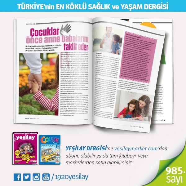 Çocuklar önce anne babalarını taklit eder.. Ayrıntılar #YeşilayDergisi Şubat sayısında 💚
