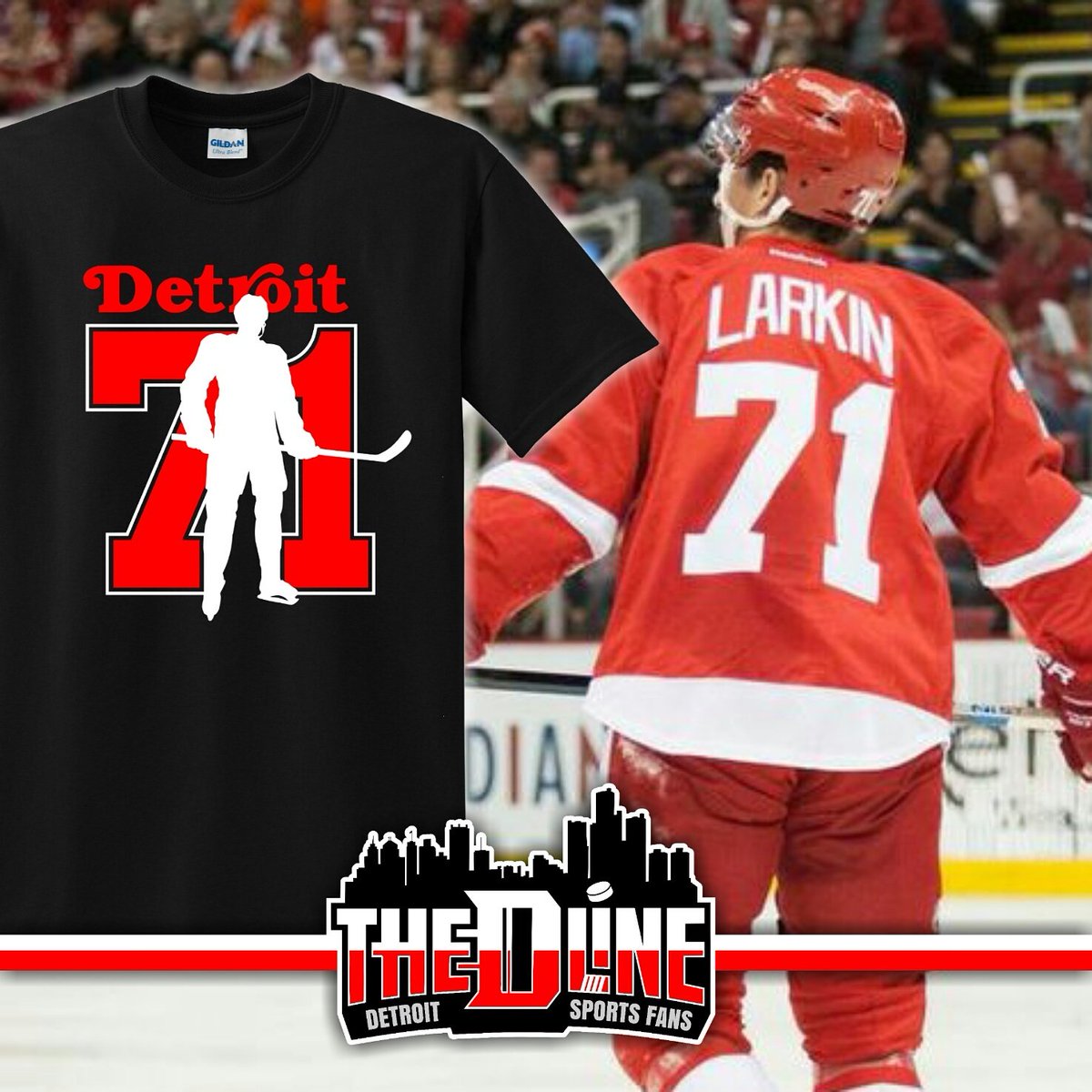 TheDetroitLine's tweet photo. RT for a chance to win this shirt if @Dylanlarkin39 scores today! https://t.co/3c8KLwF96j #LGRW @DetroitPodcast https://t.co/ioJffVFqc6