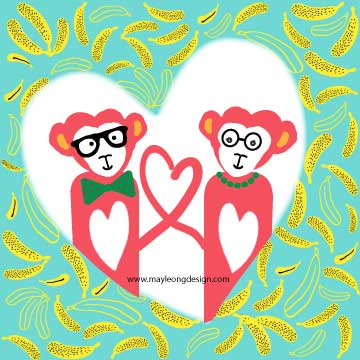 Love is in the air  #Valentine #artlicensing #illustration #mayleongdesign #monkey #love #bananas #MakeAPromise