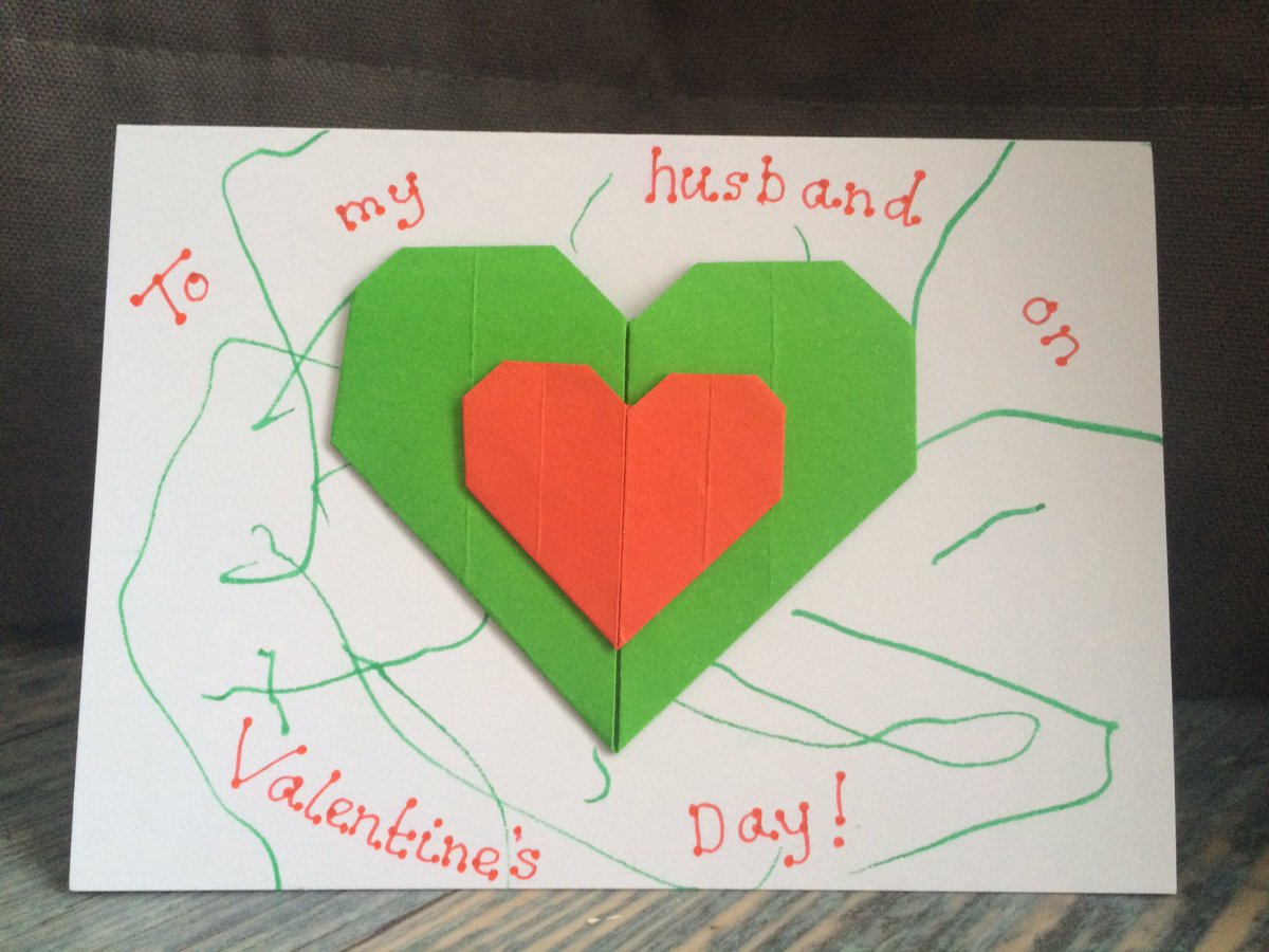 HelenEPye's tweet photo. #showthelove this Valentine's Day! (Card-Origami by me, background by 15m old Ada!Green 💚 hair clip for her too!) https://t.co/na91K8KqHS