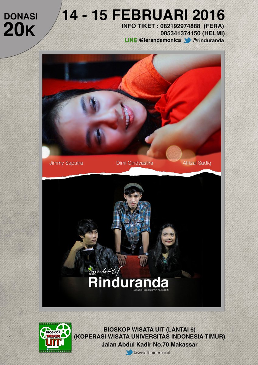 Besok hari terakhir pemutaran RINDURANDA!!  ayo ramaikan!!