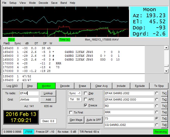 My first EME contacts, on 2m.
Thanks are due to my mentor: Steve, G4HSK.