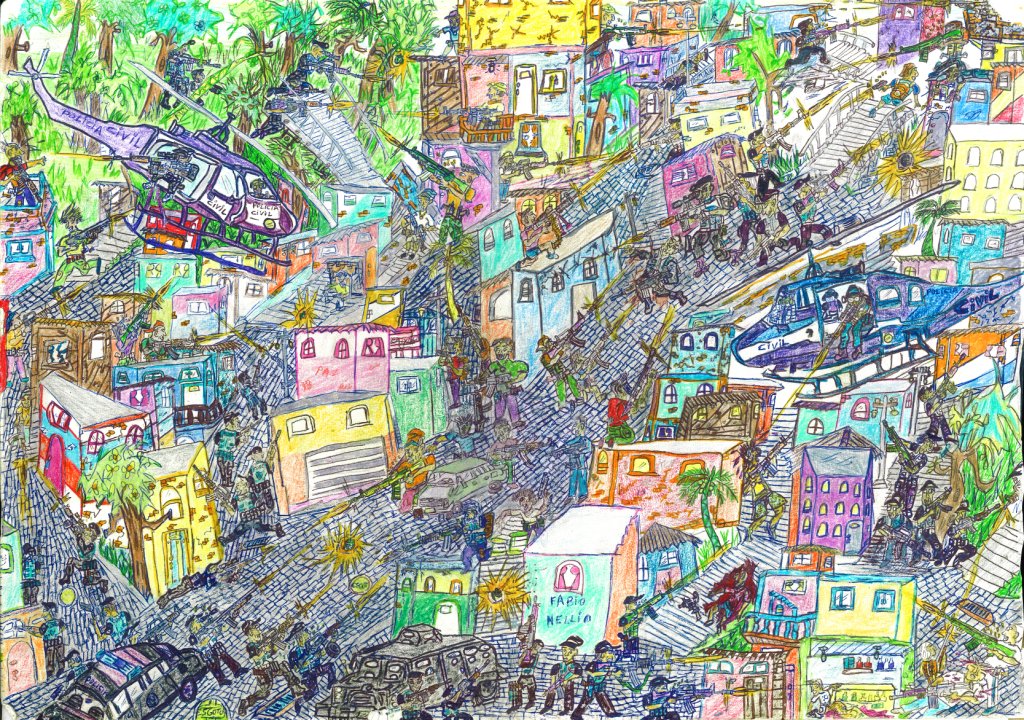 FostaMikeX's tweet photo. Fabio Nelio Desenho Favelas Violence art. https://t.co/fAj5vXWhfV