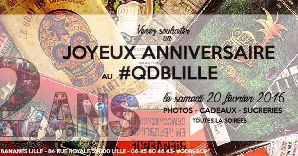 QDBFrance's tweet photo. Joyeux anniversaire #qdblille ! #2ans #quaidesbananes https://t.co/j5fpPpMUy7 https://t.co/Q3axGnf3Mp