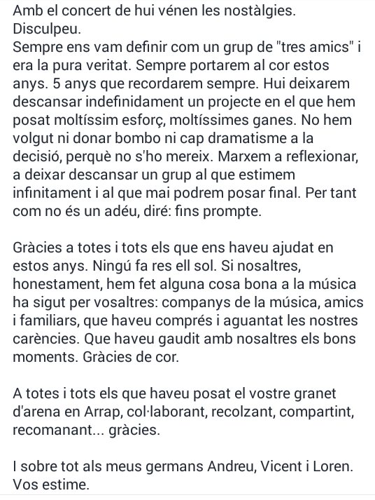 Aturem Arrap per un temps. Compartisc ací el que vaig escriure ahir a FB. Tornarem!