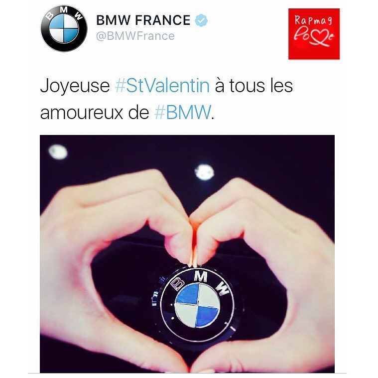 RapMaGirl's tweet photo. @rapmagtv et @bmw vous souhaitent une agréable #saintvalentin2016 au volant de votre #boli… https://t.co/96SQww9CkU https://t.co/Ui4alQqQJv