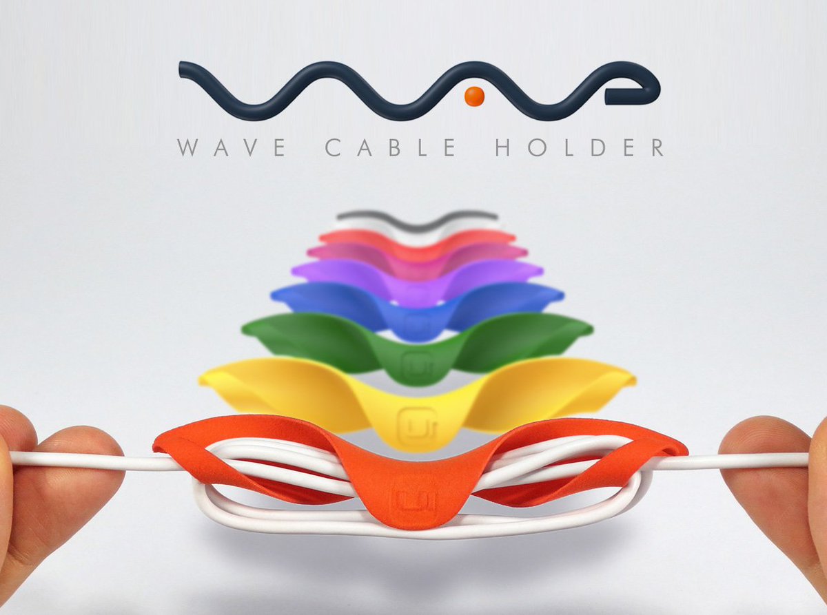 UrbaxterDesign's tweet photo. Wave Cable Holder at @shapeways https://t.co/0mw0iZaW2r  #cablewrap #gadgets #cables #Apple #cableholder #organizer https://t.co/EzRB9C5G8W