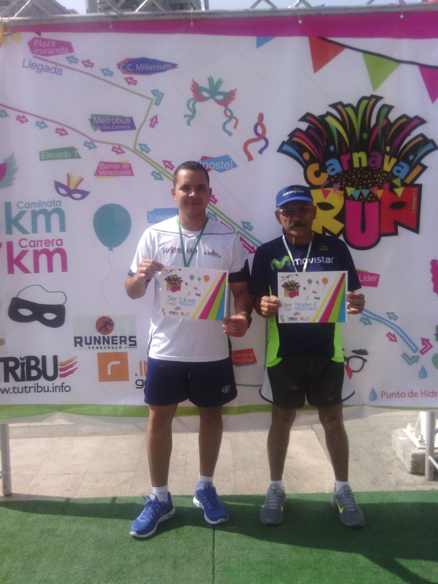 AeropostalVE's tweet photo. Nuestros ganadores en las categorías Máster E Masculino y Libre Masculino #CarnavalRun #VidaSana@elegaspi01 https://t.co/JwqHiQwM6C