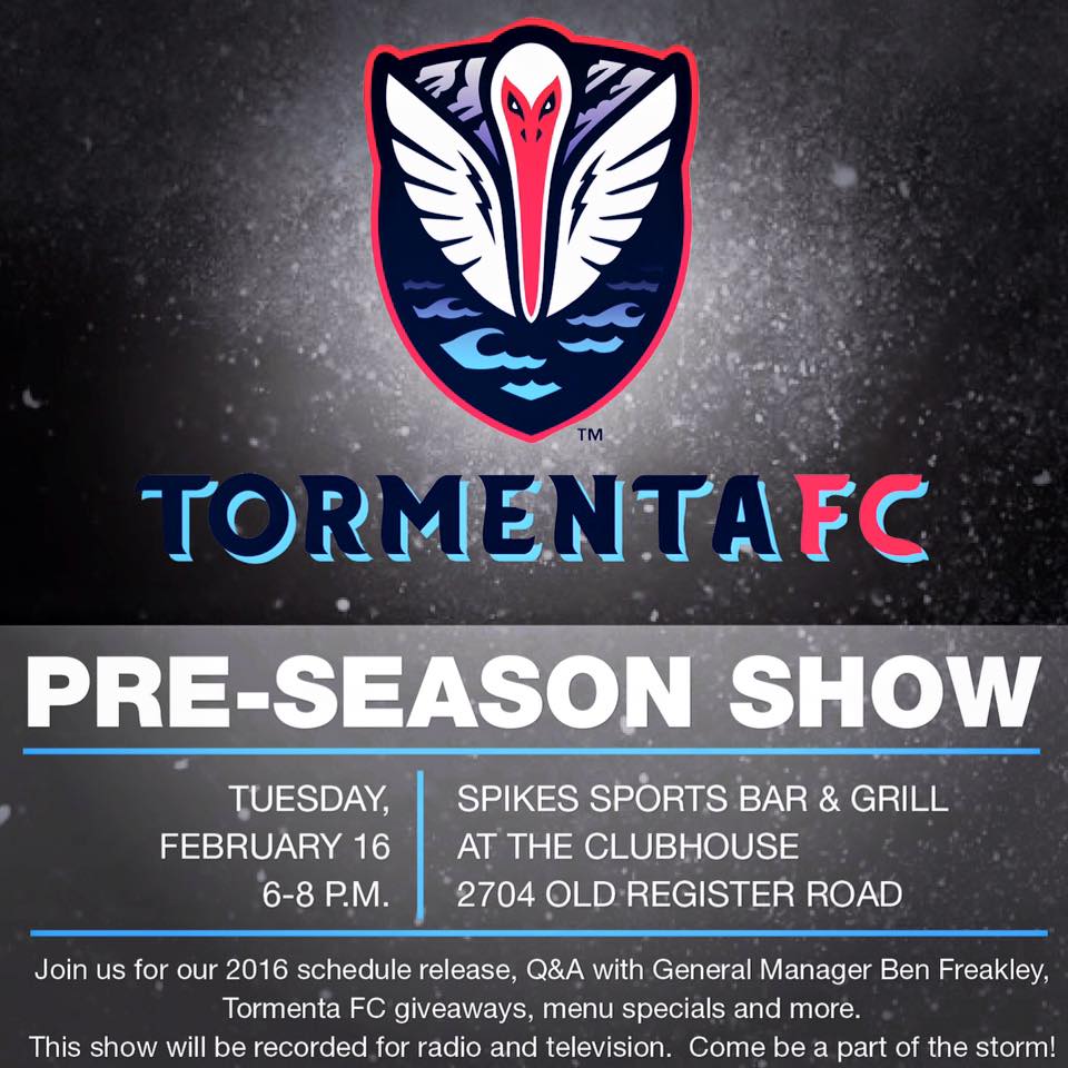 Tormenta_FC's tweet photo. Will we see you Tuesday night @ClubhouseSboro? Retweet if you plan to attend the 1st #TormentaFC Pre-Season Show! https://t.co/CVMHOys1Aq