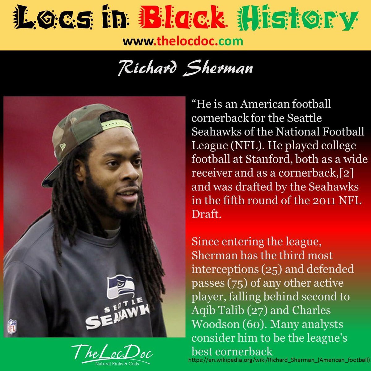 theloclife's tweet photo. We salute you, @RSherman_25 Thank you for your contribution. #blackhistorymonth #Seahawks #Stanford #thelocdoc #nfl https://t.co/nLUX3P4L0r