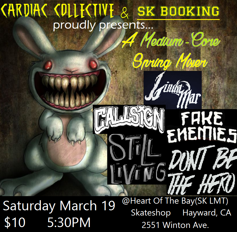 MarsellusDurden's tweet photo. we also present to you a dope Spring Mixer on SATURDAY MARCH 19 #CardiacCollective #BayArea #Hardcore #PopPunk https://t.co/GVvIakVewx
