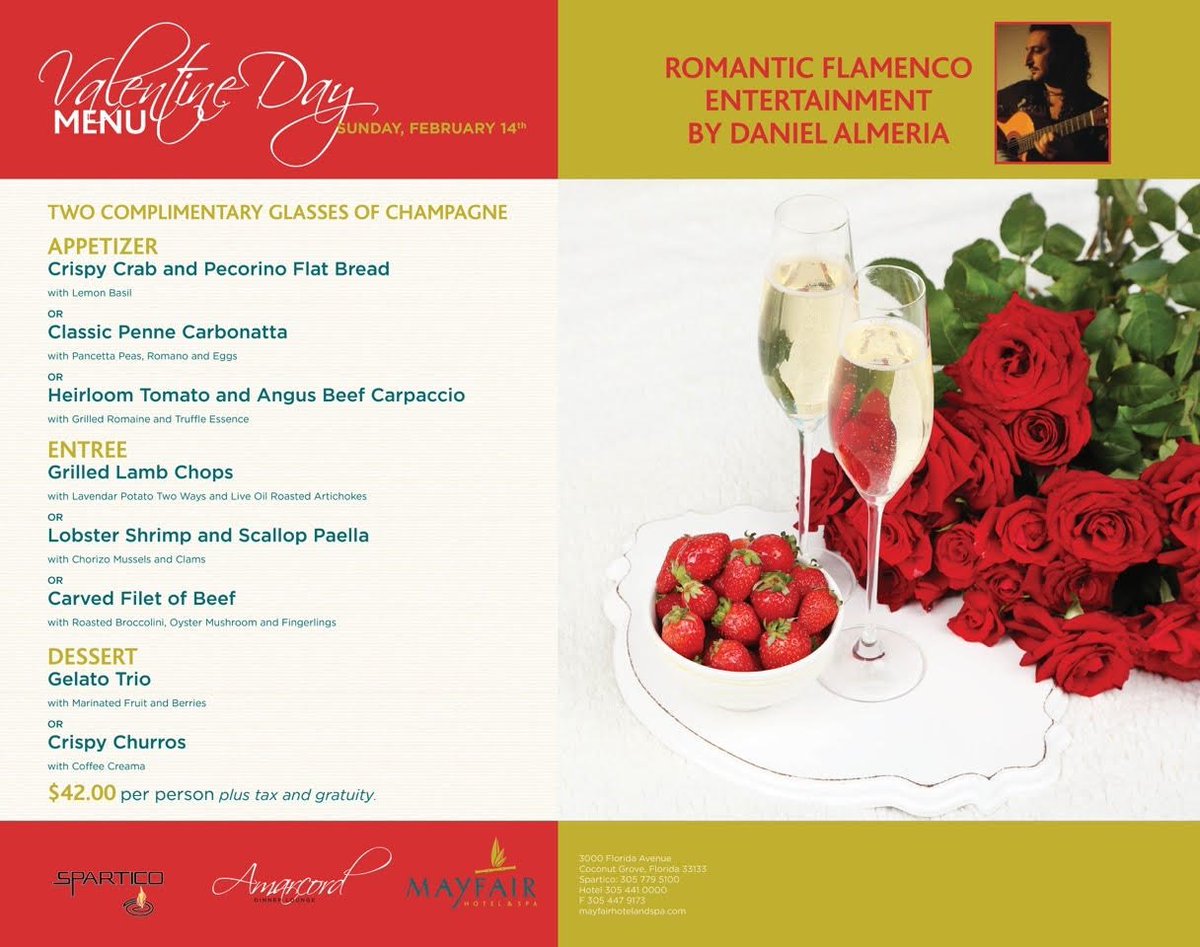 Mayfair_Miami's tweet photo. Happy Valentine's Day. Stop in for a bite from our #ValentinesDay menu! https://t.co/RzJ2aNseqt