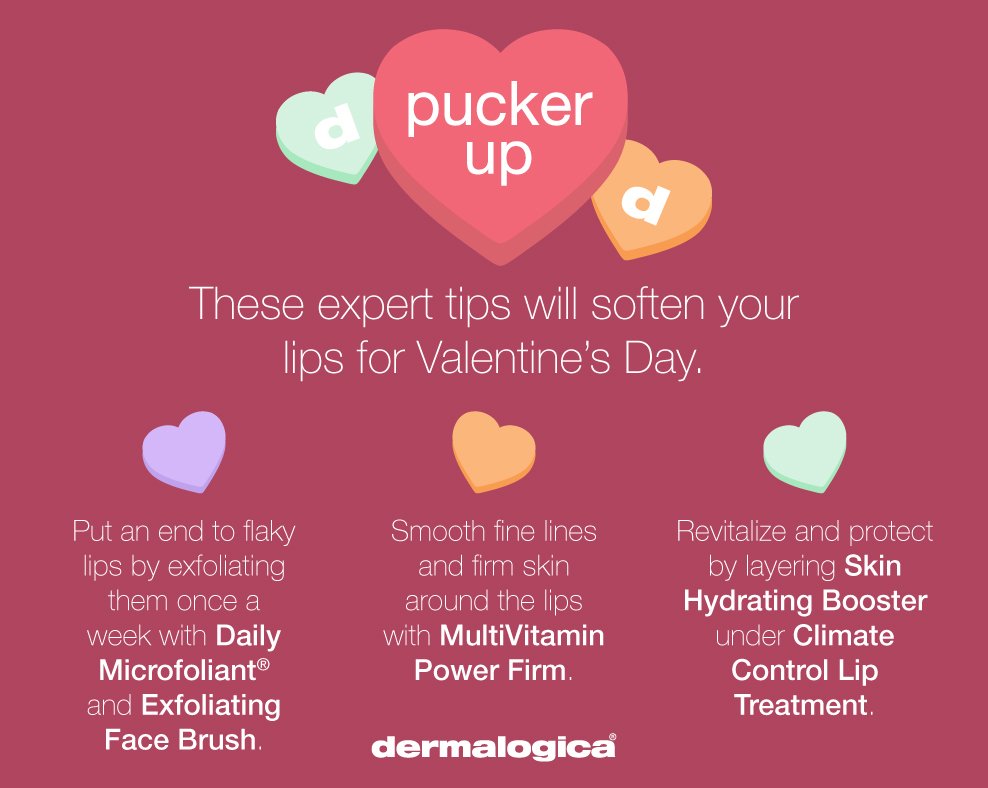 dermalogica's tweet photo. Follow these expert lip tips today! #ValentinesDay #skintip https://t.co/uFhHTEEw3e