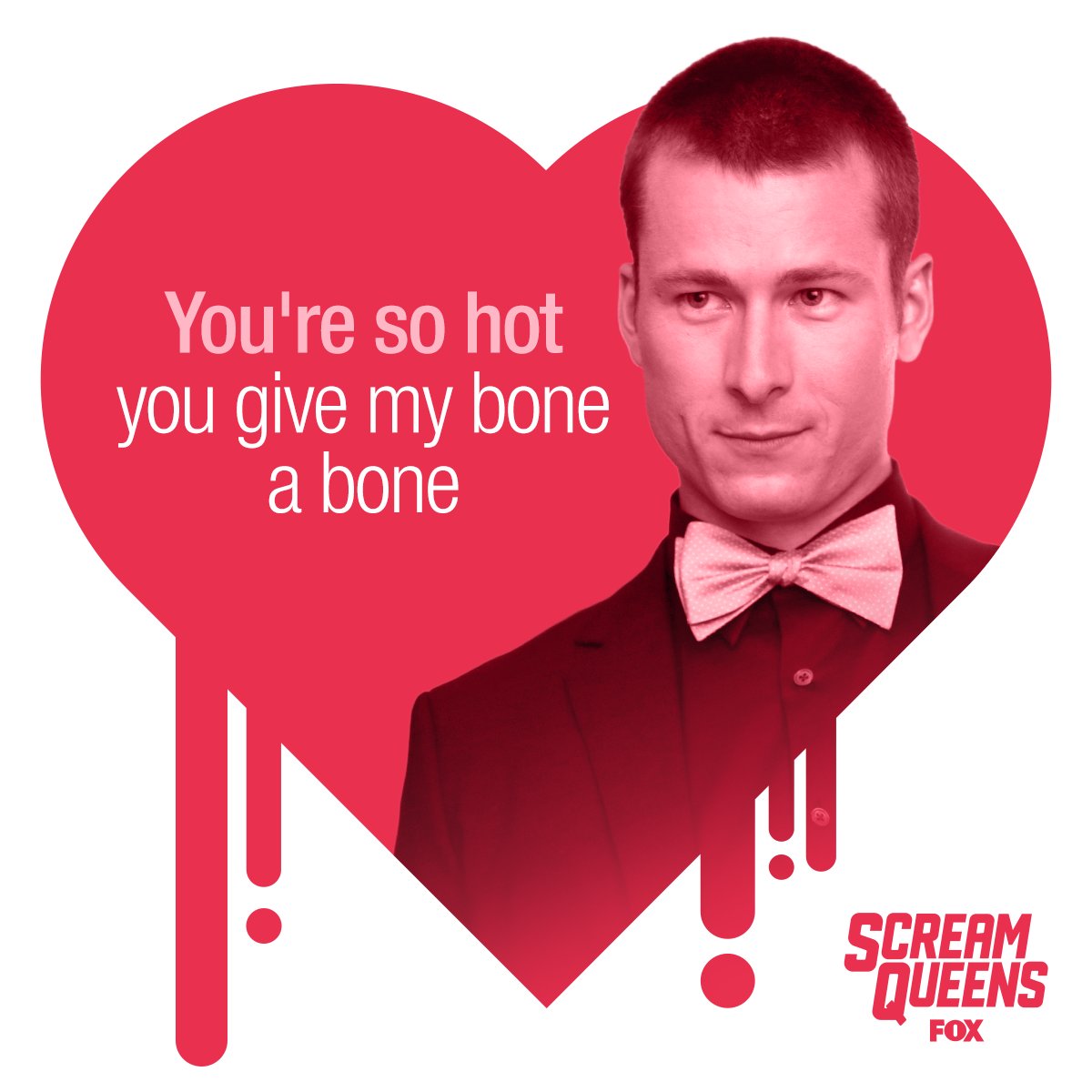 ScreamQueens's tweet photo. Happy #ValentinesDay. Chad has a sweet compliment for you from the 💘: https://t.co/fL3XY6q2hy #ScreamQueens https://t.co/0I4mIOZxOA