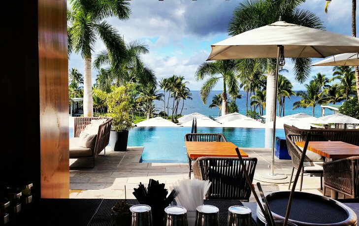 AndazMaui's tweet photo. This mornings view from behind the stick @ #lehualounge #craftcocktail #maui #mixtressnyc #barswithviews #cocktails https://t.co/dGwrb4uHdM