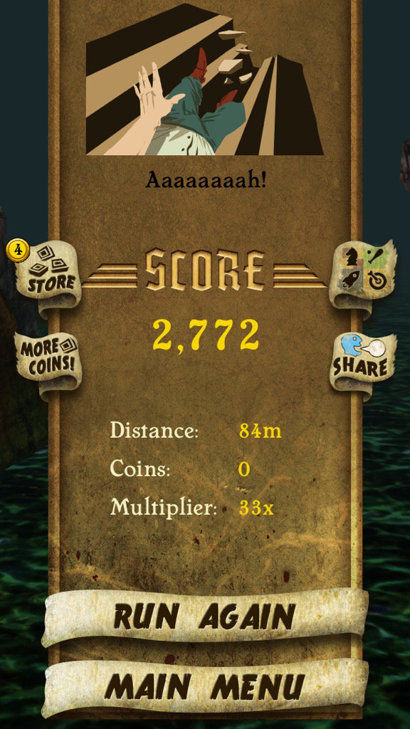 I got 2,772 points while escaping from demon monkeys. Beat that! bit.ly/TempleRunGame #TempleRun