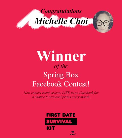 firstdatekit's tweet image. And the winner of our SPRING BOX giveaway is.... Michelle Choi from Los Angeles, California!