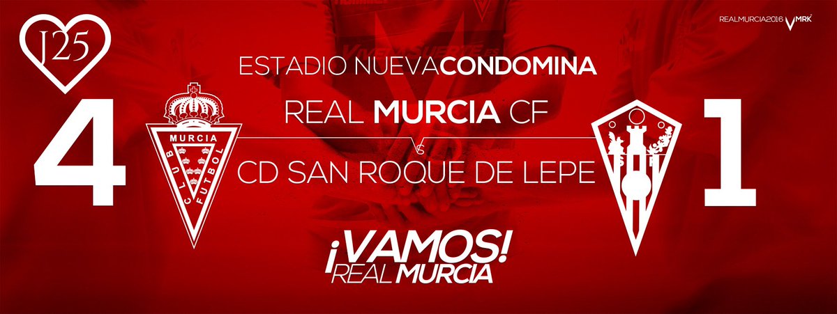 ¡¡¡VICTORIA del #RealMurcia 4-1 San Roque de Lepe!!! 
¡Grande EQUIPO!
¡Grande AFICIÓN!