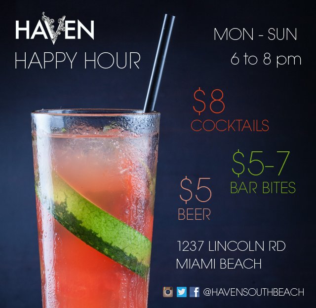 Get your special Valentine a Haven cocktail! Happy hour from 6-8.