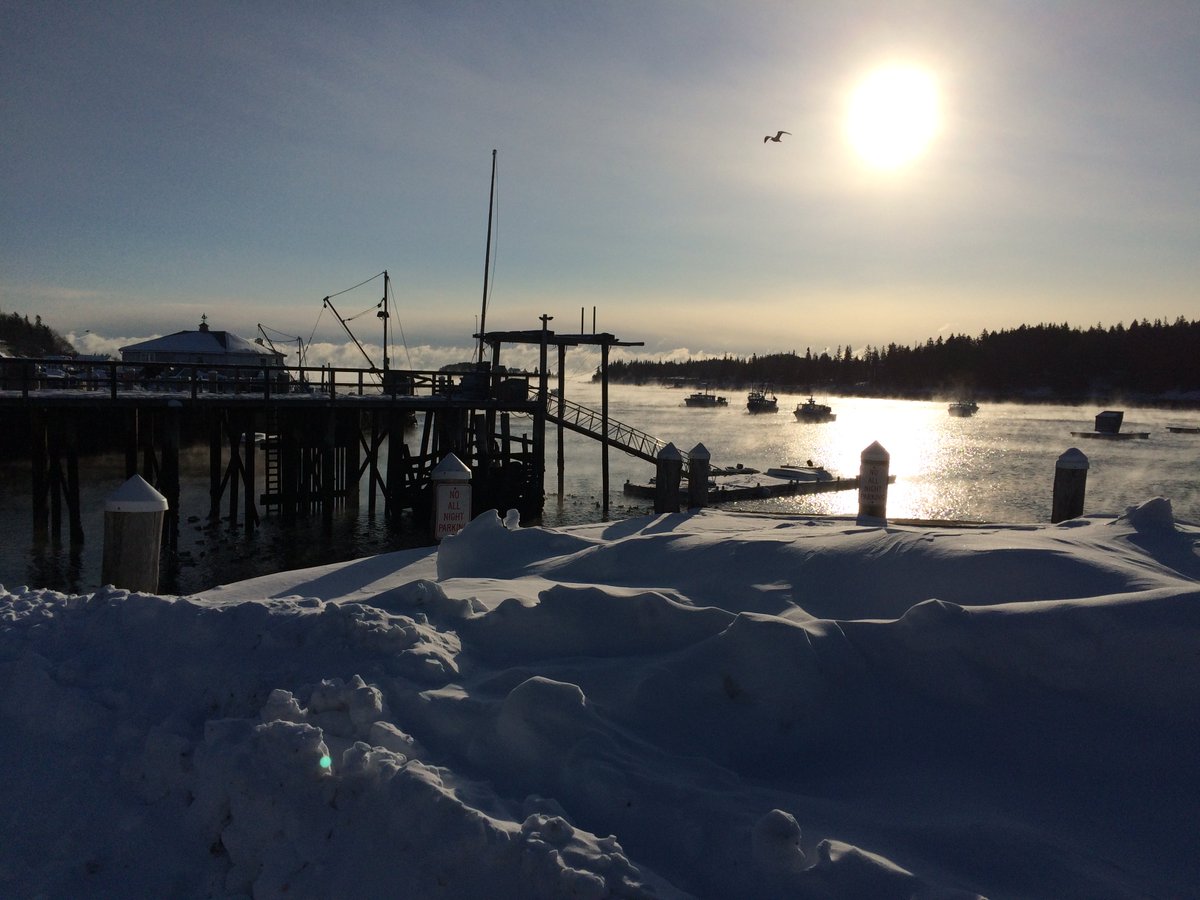 Beautiful spot - even when freezing #SeaSmoke #LobsterFromMaine #Maine