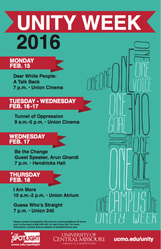 UCentralMO's tweet photo. Get ready for #UnityWeek2016! Check out the schedule for this week's events. https://t.co/MNiuiMjIaW