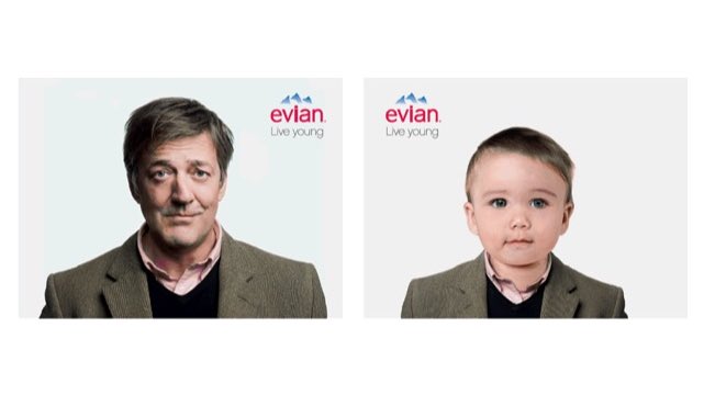 evianwater's tweet photo. @StephenFry is looking rather dapper this eve! Anyone else remember this ad from 2014?? ππ #BAFTADeForce #EEBAFTAs https://t.co/2fLyxzFGrc