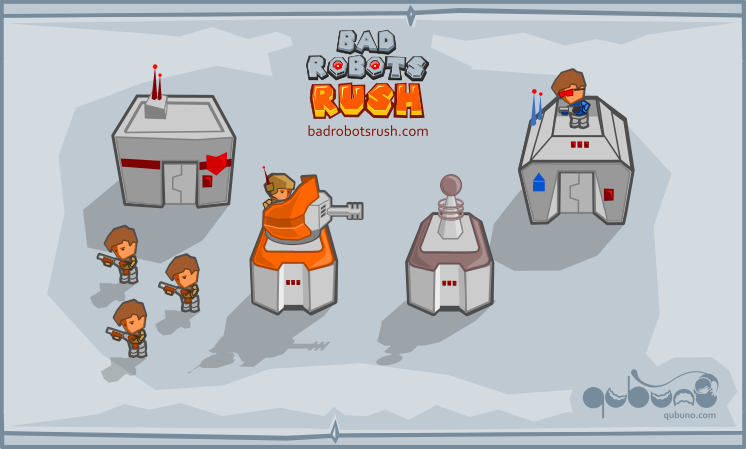 qubuno's tweet photo. Bad Robots Rush
Base towers and units
#indiedev #gamedev #monogame #TowerDefence  #MobileDev https://t.co/GcygTWEPn8