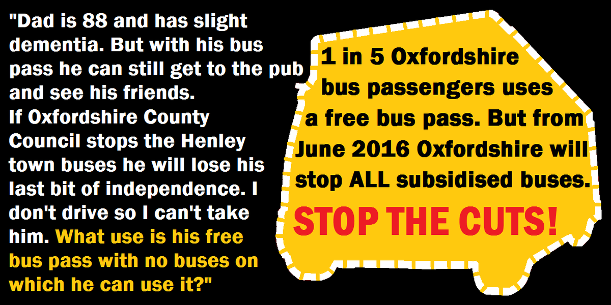 .@JohnHowellMP
16 Feb <a href="/OxfordshireCC/">Oxfordshire County Council</a> to vote on austerity budget.
Ending all subsidised buses to save only £3.7m!