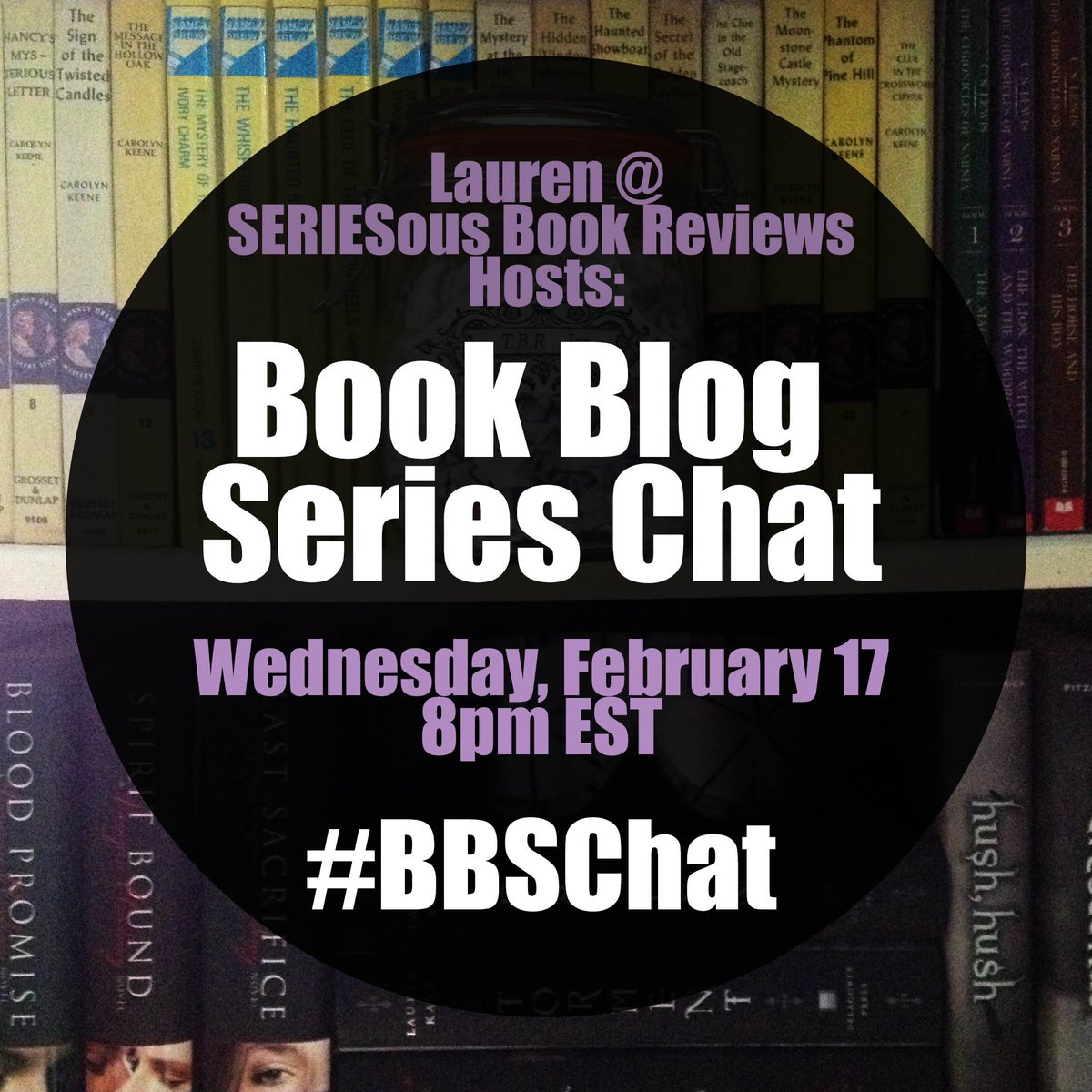 SERIESousBooks's tweet photo. ICYMI: I'm hosting a Twitter Chat this Wednesday at 8pm EST #bookbloggers #BBSChat RT https://t.co/S6llBZLkAc