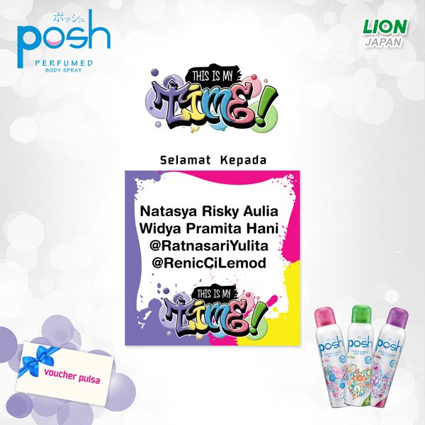 POSH_Indonesia's tweet photo. Selamat @RatnasariYulita &amp; @RenicCiLemod, kalian berhak dapat voucher pulsa. Mohon kirim data diri! #ThisIsMyTime https://t.co/Hc3ICI27Zk
