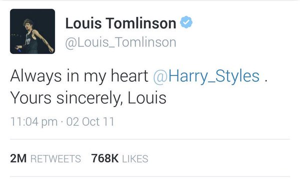 1D updates on Twitter: &quot;#AIMHTo2Millions Louis&#39; Always in my heart tweet to Harry has reached 2 ...