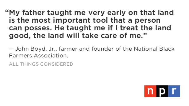 NPRMichel's tweet photo. .@JWBoydNBFA founded the National Black Farmers Association in 1995. #BlackAnd https://t.co/ODN03kYP2B